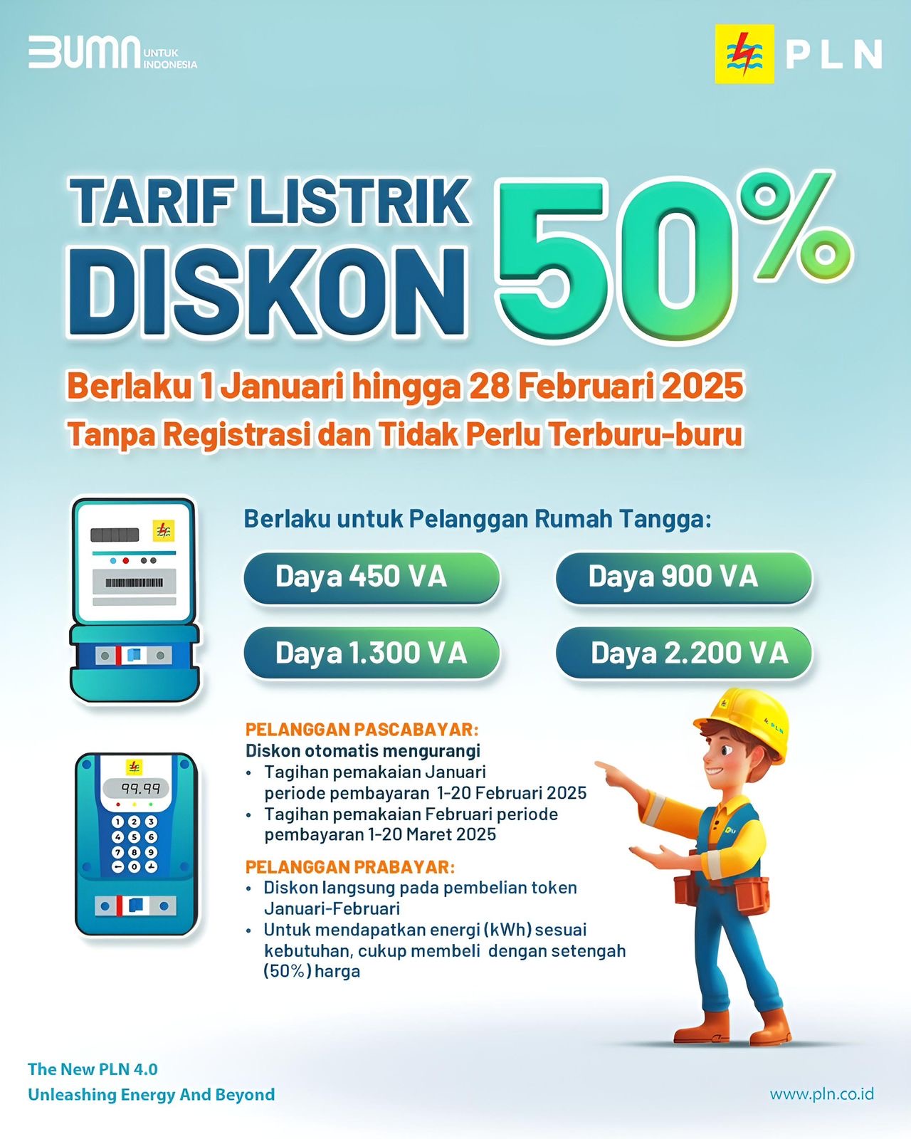 PLN UP3 BERAU UNTUK BERAU POST DAPAT POTONGAN: PLN beri potongan hingga 50 persen bagi pelanggan pascabayar maupun prabayar dengan skema yang disusun oleh pemerintah. (PLN UP3 BERAU UNTUK BERAU POST)