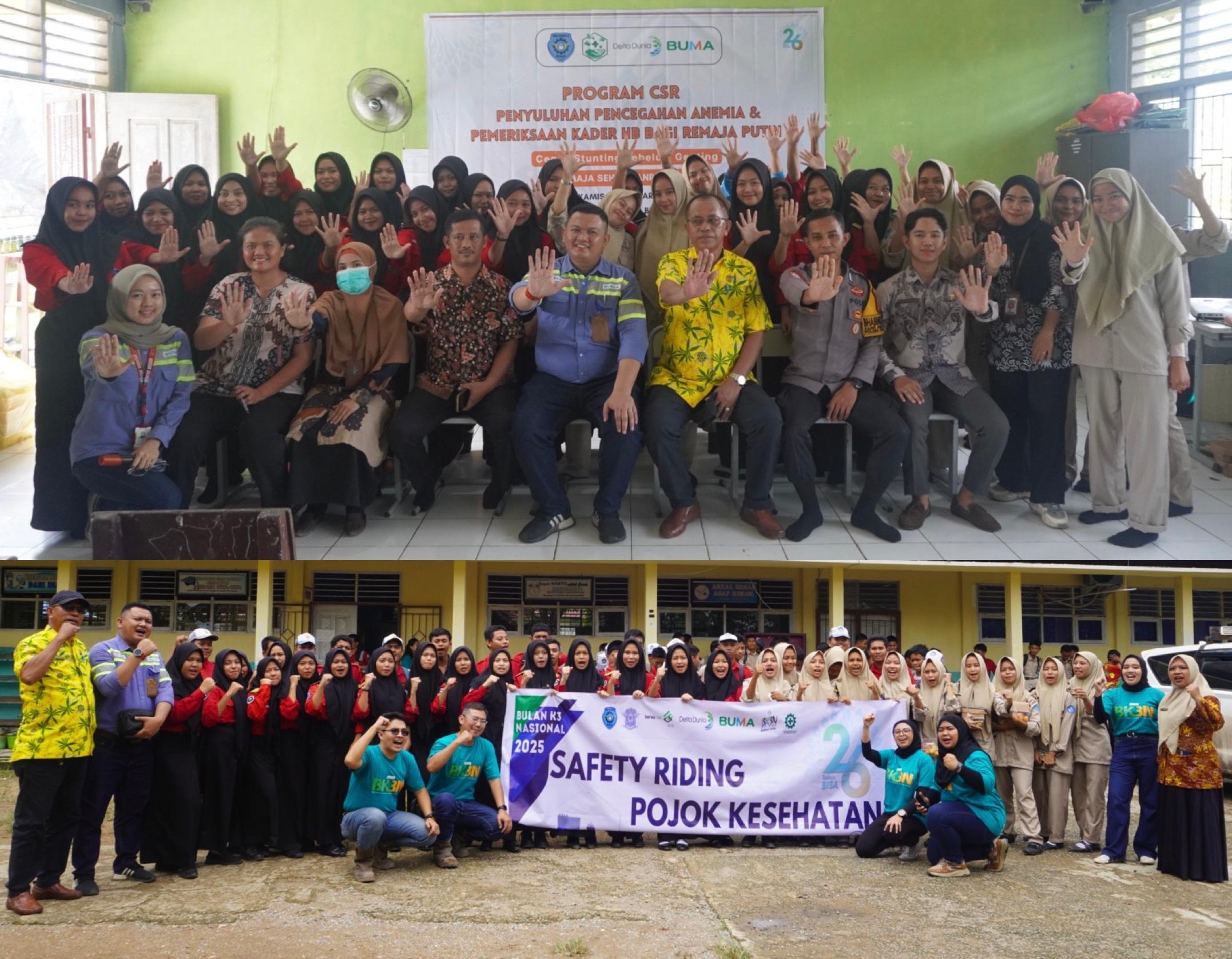 FOTO BERSAMA: Manajemen BUMA Lati dan Polres Berau, usai memberikan sosialisasi safety riding dan pencegahan anemia. (IST)