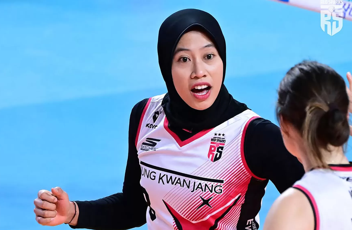 Megawati Hangestri saat bermain di Red Spark (Instagram @red_sparks)