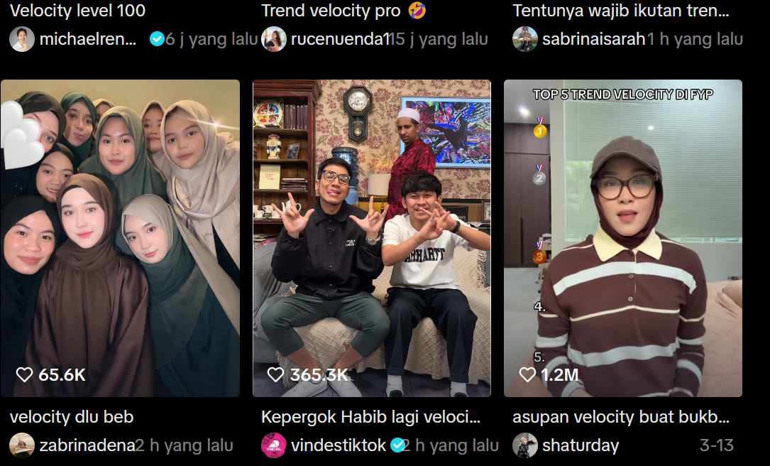 Tren velocity TikTok semakin menyebar di kalangan anak muda (Tiktok)