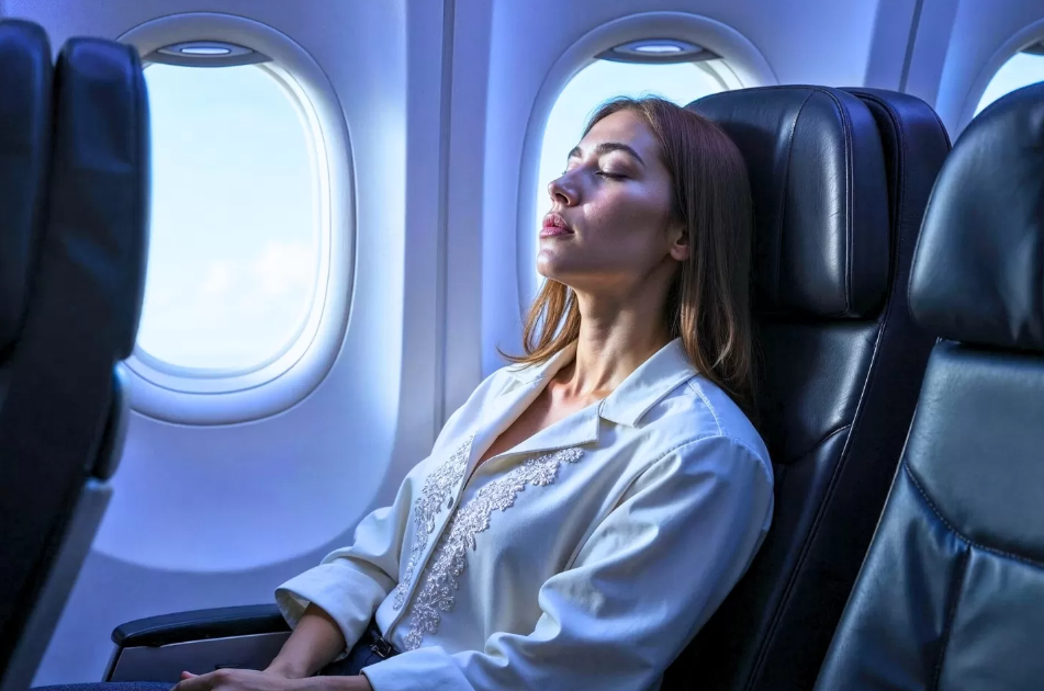 Ilustrasi tidur di pesawat (Dok. Freepik)