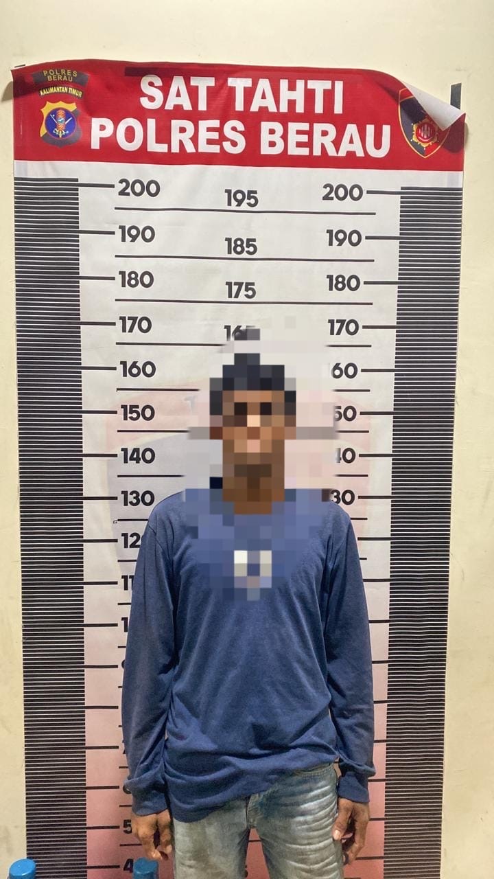 DIAMANKAN :Terduga pelaku pencurian kendaraan bermotor berinisial SA (30) diamankan Satreskrim Polsek Talisayan. (HUMAS POLRES BERAU UNTUK BERAU POST)