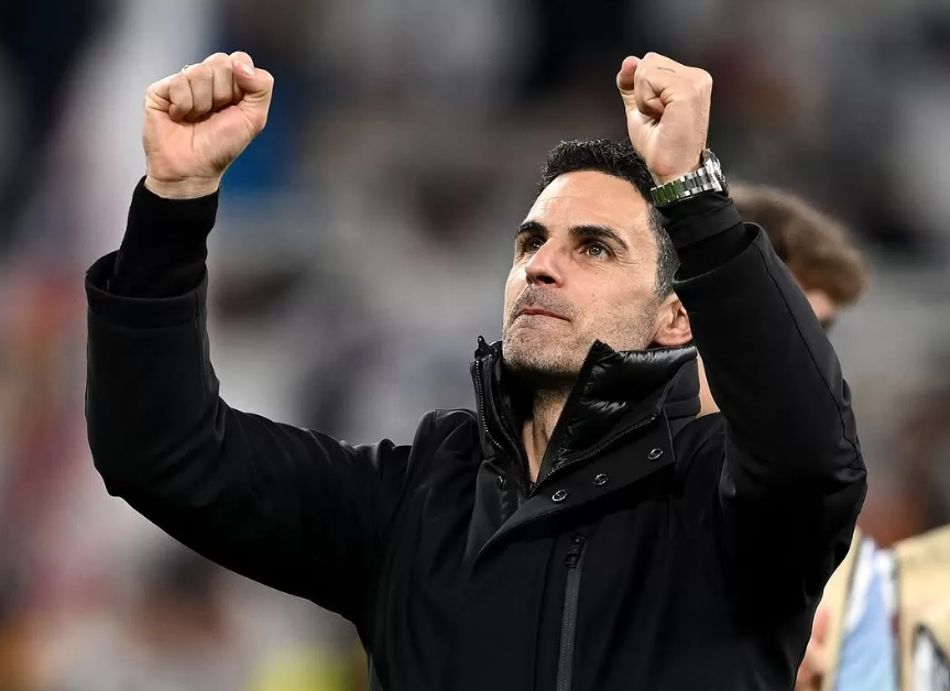 Selebrasi Mikel Arteta setelah Arsenal mengalahkan Real Madrid di Santiago Bernabeu (Dok. Instagram @arsenal)