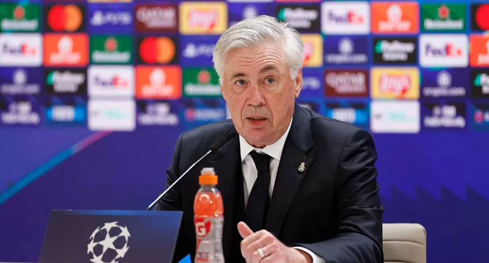 Carlo Ancelotti pada sesi konferensi pers usai takluk lawan Arsenal (Dok. realmadrid.com)