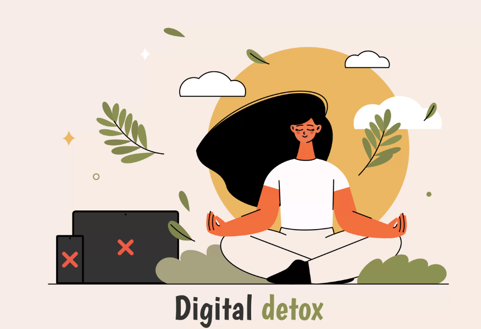 Ilustrasi digital detox yang dapat mengurangi stres dan kecemasan seseorang (Dok. Freepik)