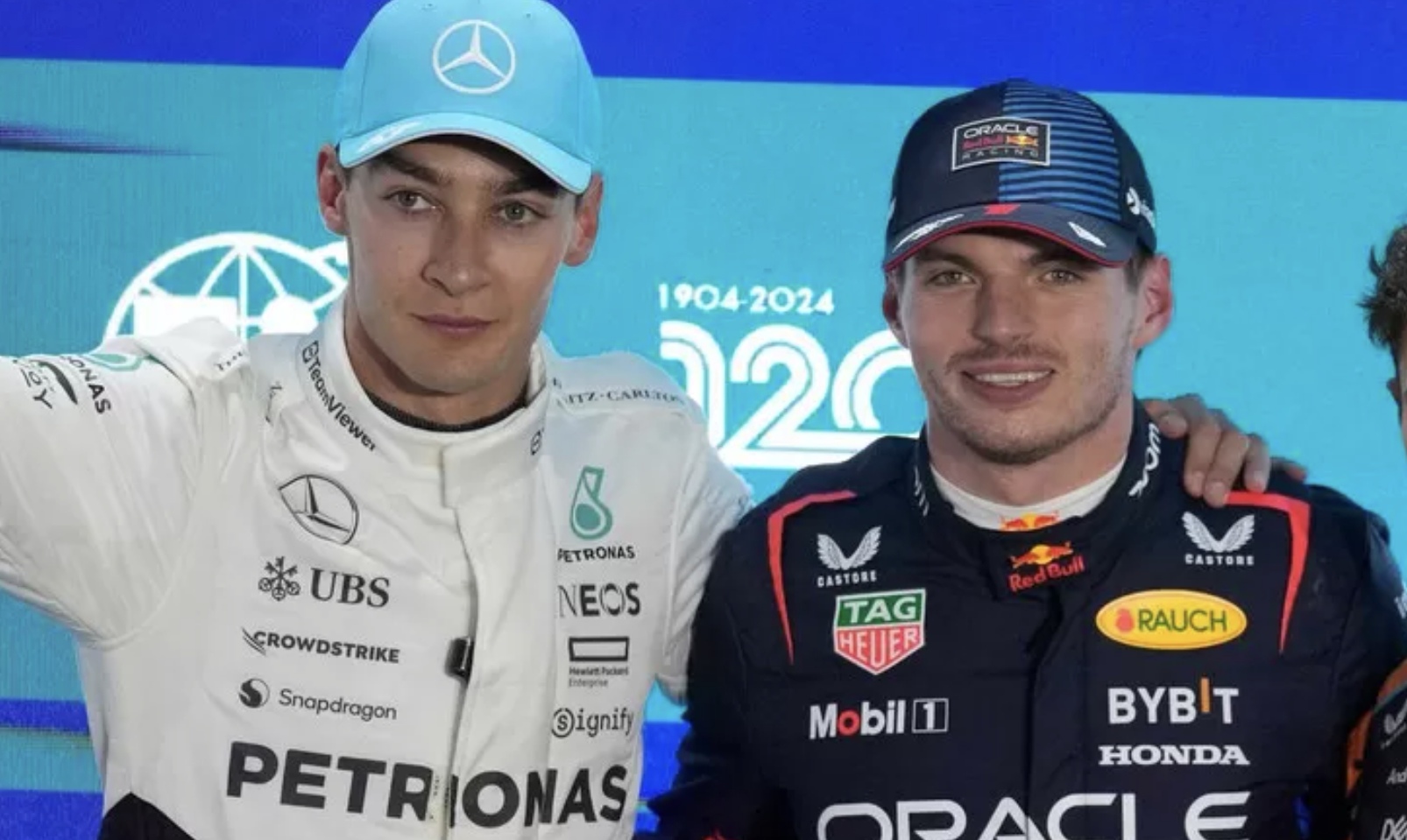 George Russell dan Max Verstappen. (The Independent)