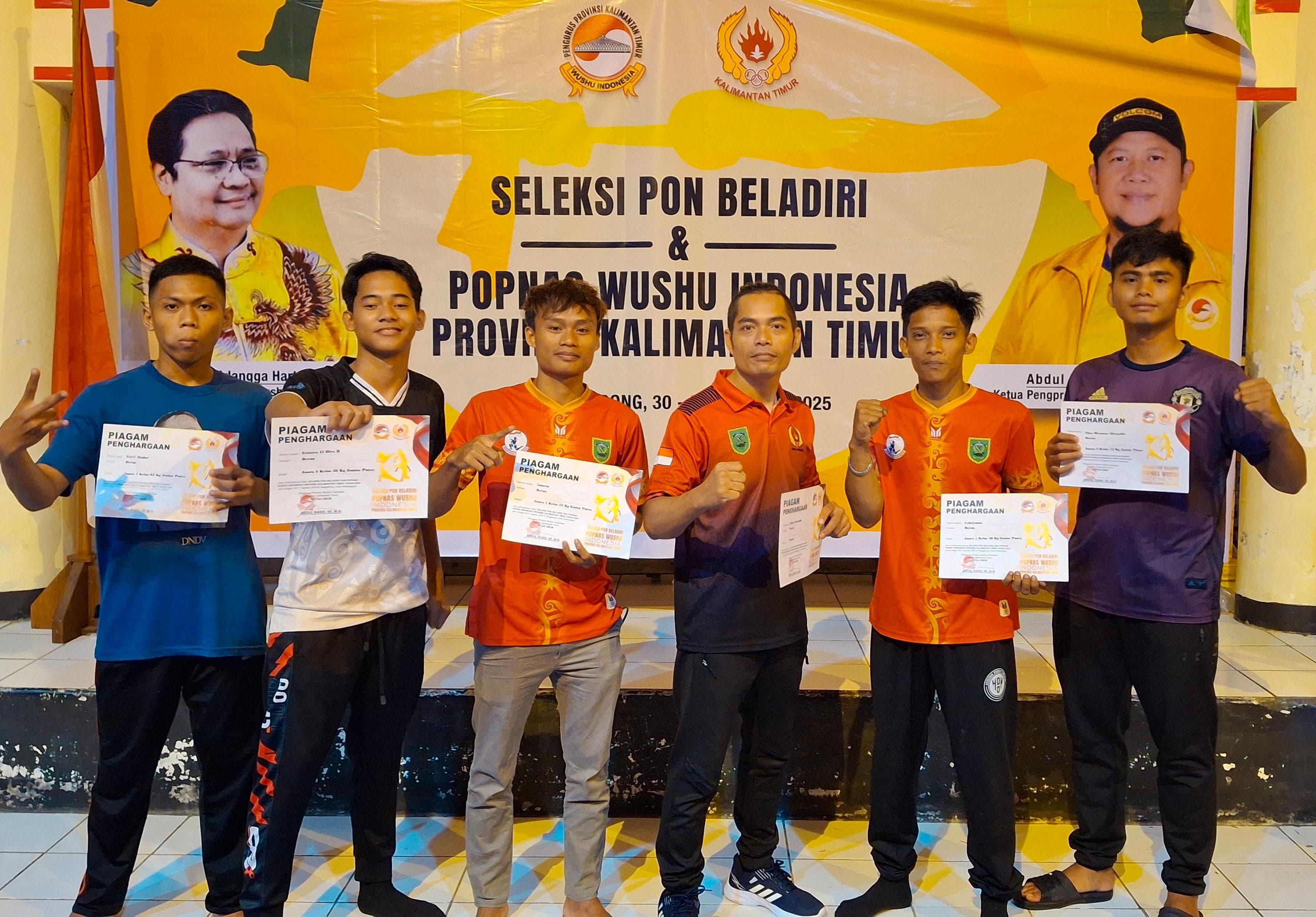 DAPAT MEDALI: Para atlet dari Cabor Wushu Berau raih prestasi yang memukau, dua atlet lainnya dinyatakan telah lolos di PON 2025. (WUSHU UNTUK BERAU POST)