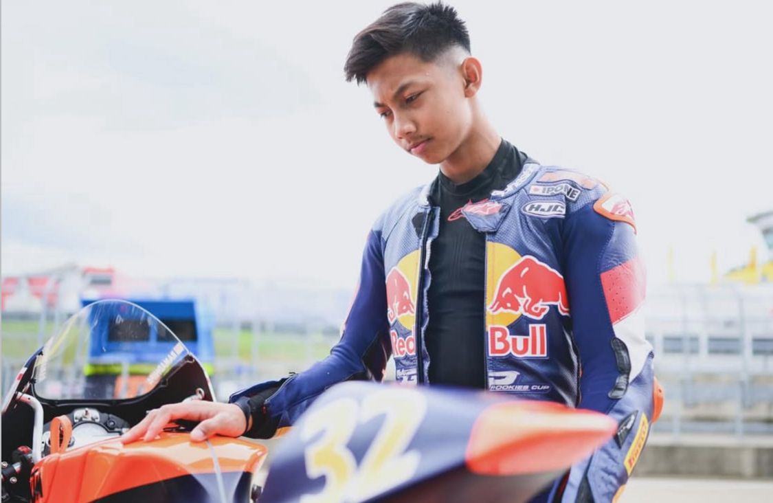 Kiandra Ramadhipa jadi salah satu talenta balap muda Indonesia selain Veda Ega di Red Bull Rookies Cup 2025. (@mk.ramadhipa212)