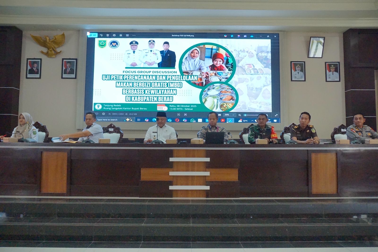 FGD MBG: Pemkab Berau melakukan FGD uji petik kegiatan koordinasi strategis perencanaan dan pengelolaan MBG berbasis kewilayahan. (IZZA/BP)