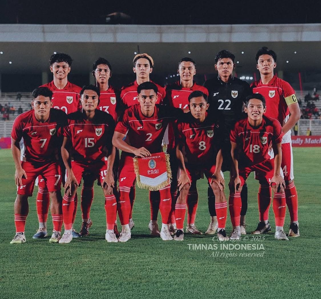 Timnas Indonesia U-23 saat berhadapan dengan Timnas India. (Instagram: @timnasindonesia)