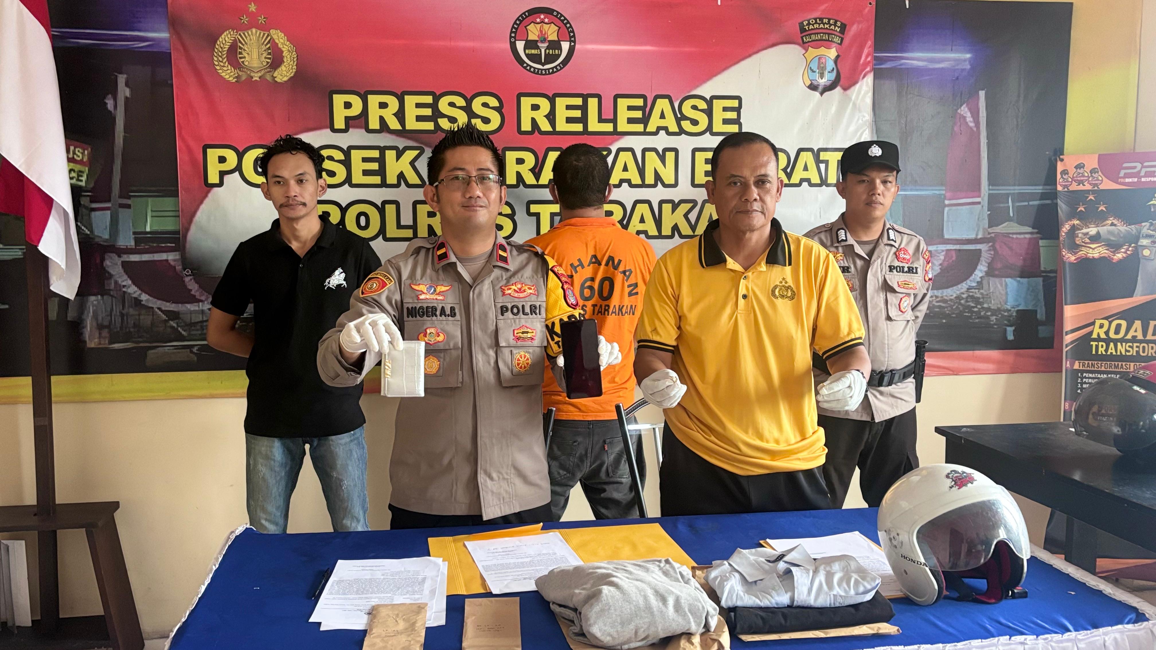 DIAMANKAN POLISI: Personel Polsek Tarakan Barat amankan residivis pencurian, Jumat (10/10). (SEPTIAN ASMADI/HRK)