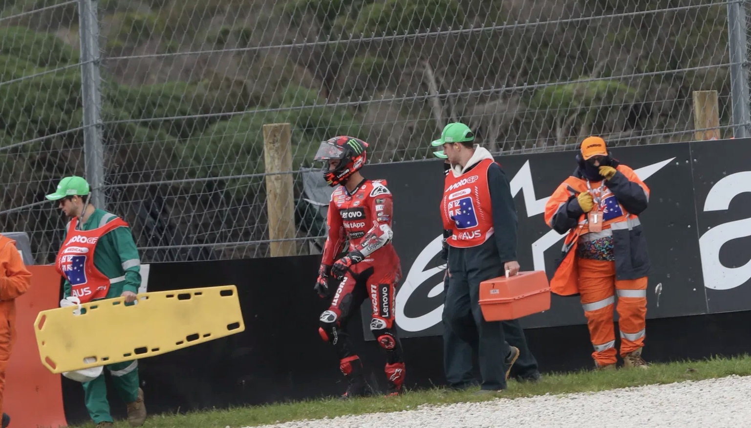 Francesco Bagnaia saat insiden di MotoGP Australia. (Dok. Crash)