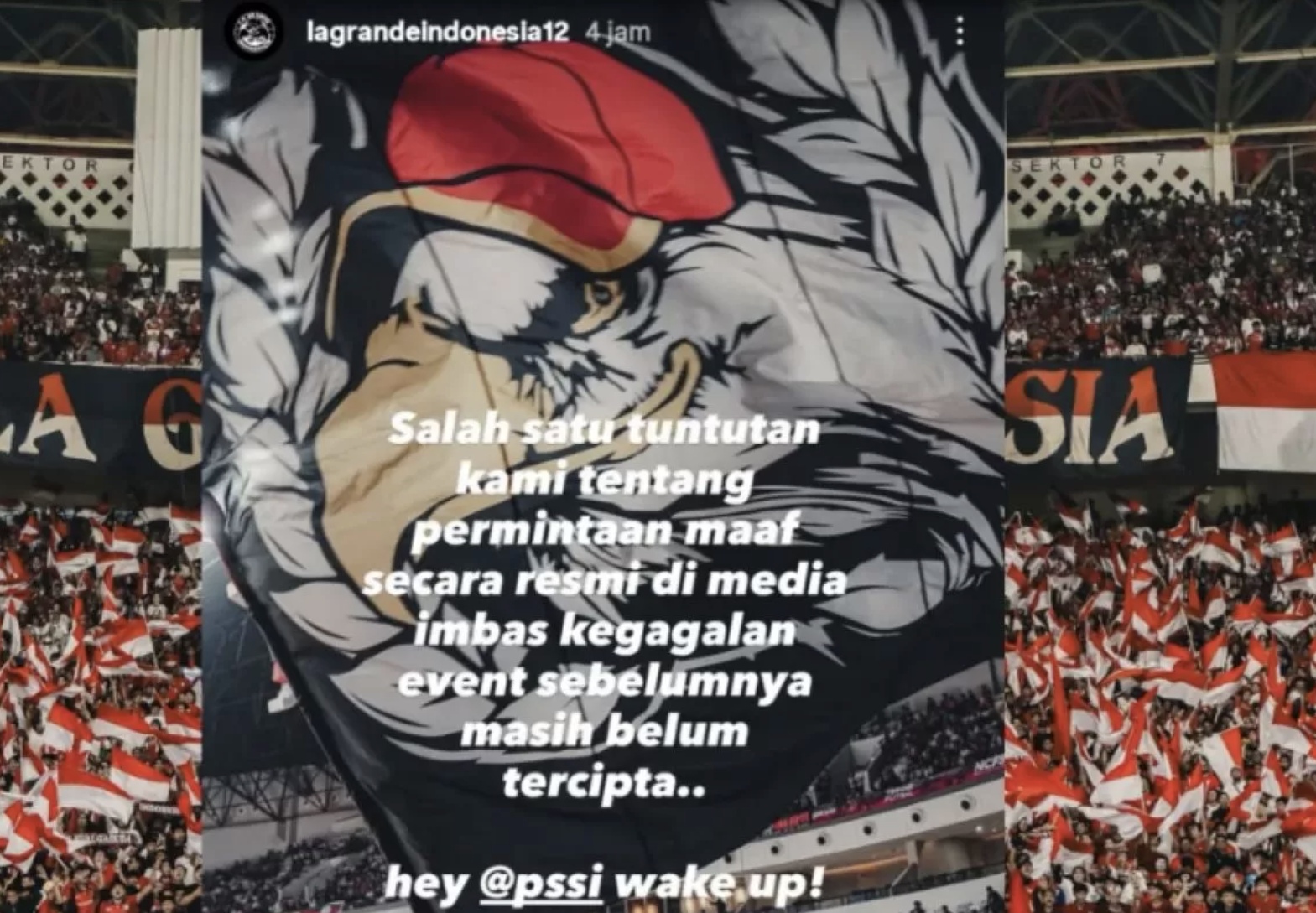 La Grande Indonesia menagih permintaan maaf secara resmi dari PSSI. (ig theindonesiafootball)