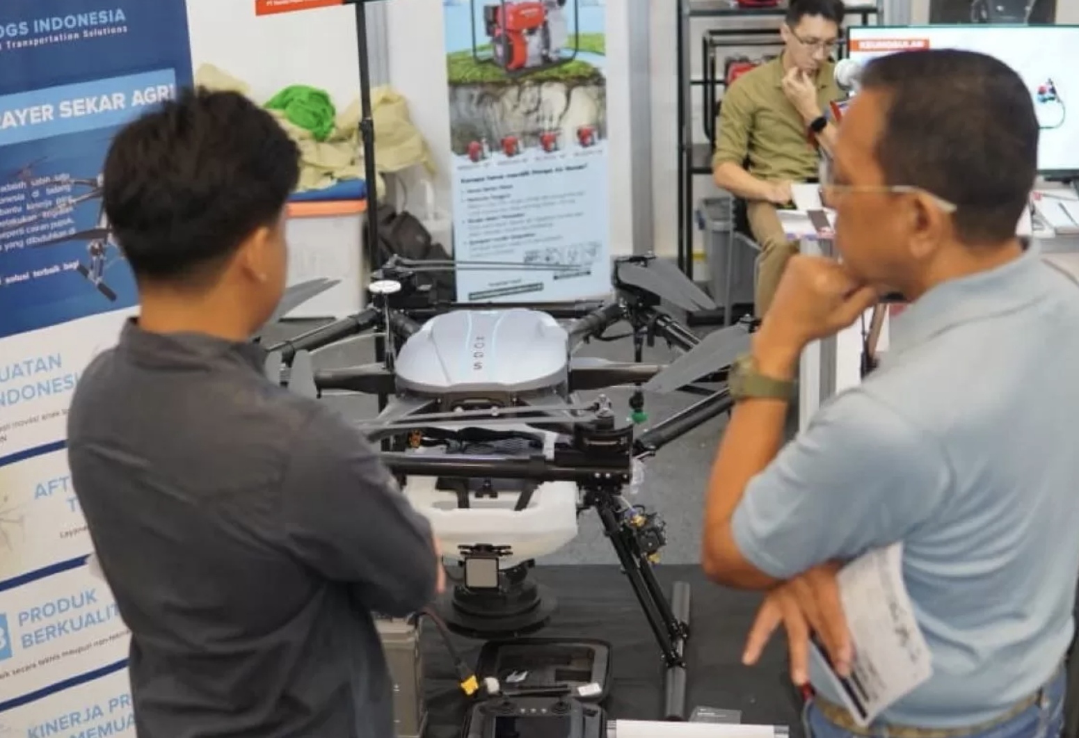 Drone Pertanian Sekar Agri 30L ditampilkan di IndroGriTech ICE BSD, Kabupaten Tangerang. (Istimewa)