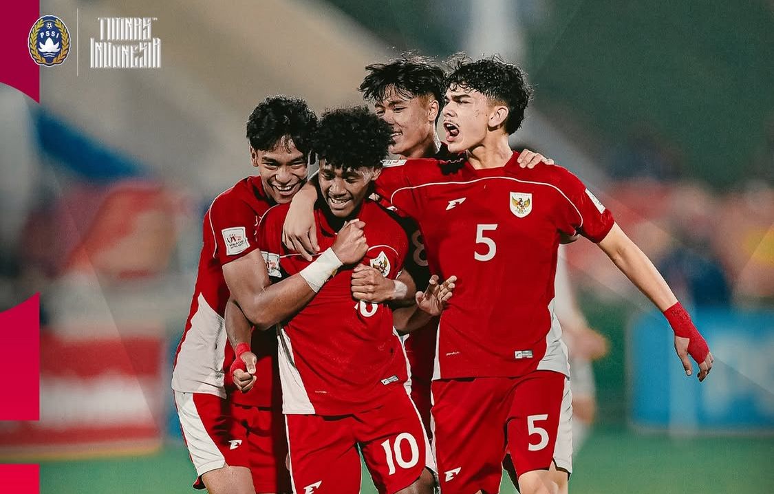 Timnas U-17 saat meraih kemenangan pada laga melawan Honduras di Piala Dunia U-17. (Instagram: @timnasindonesia)