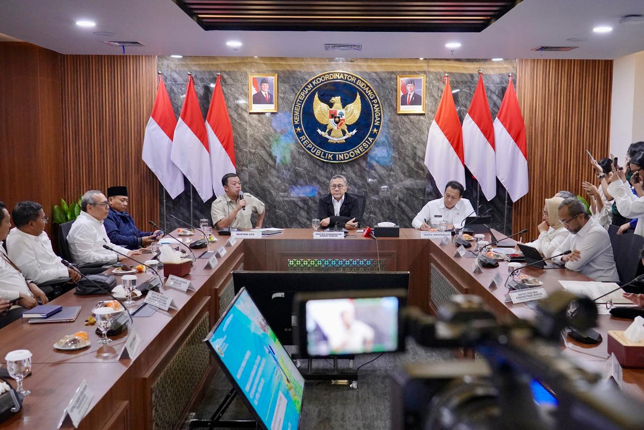 RAPAT KOODRINASI: Kementerian ATR/BPN melaui rapat koordinasi mempercepat penetapan lahan pertanian berkelanjutan dan lahan sawah yang dilindungi. (ATR/BPN)