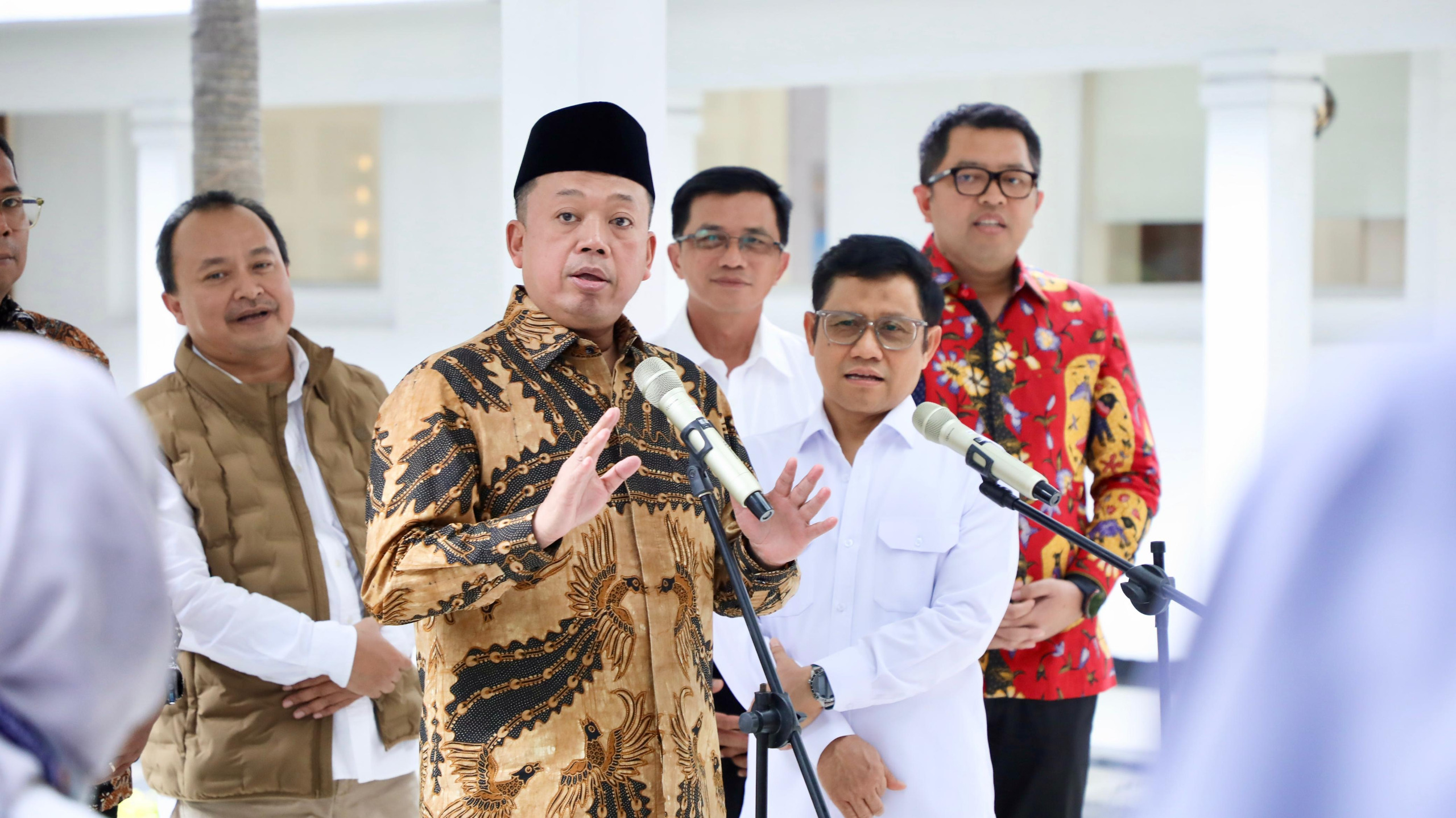 INSTRUKSI PRESIDEN: Menteri ATR/BPN Nusron Wahid saat menghadiri rapat koordinasi sebagai tindaklanjut instruksi presiden penanggulangan kemiskinan ekstrem dalam penetapan objek tanah. (ATR/BPN)