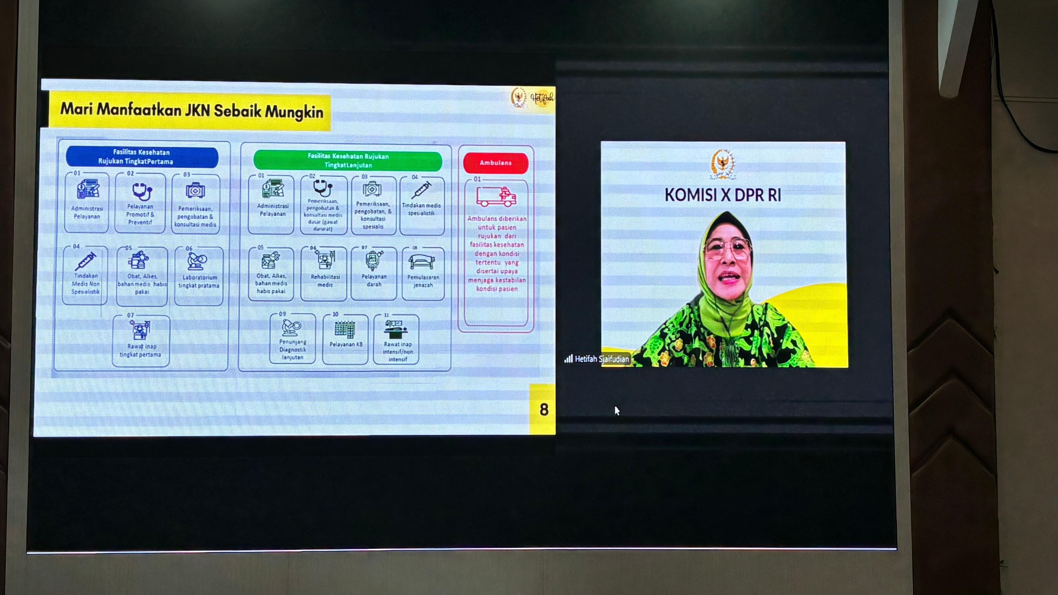 PROGRAM JKN: Ketua Komisi X DPR RI, Hetifah Sjaifudian, menginisiasi pelaksanaan Sosialisasi Program JKN bersama BPJS Kesehatan mengenai pentingnya jaminan kesehatan bagi masyarakat. (SENO/BP)