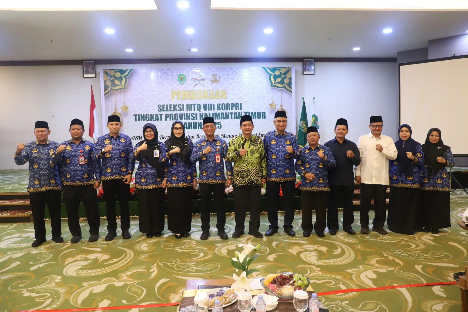 SELEKSI: Jajaran Korpri Kaltim melaksanakan seleksi MTQ VIII Korpri Tingkat Provinsi di Hotel Five Premiere Samarinda pada Minggu (30/11) malam. (DISKOMINFO KALTIM UNTUK BERAU POST)