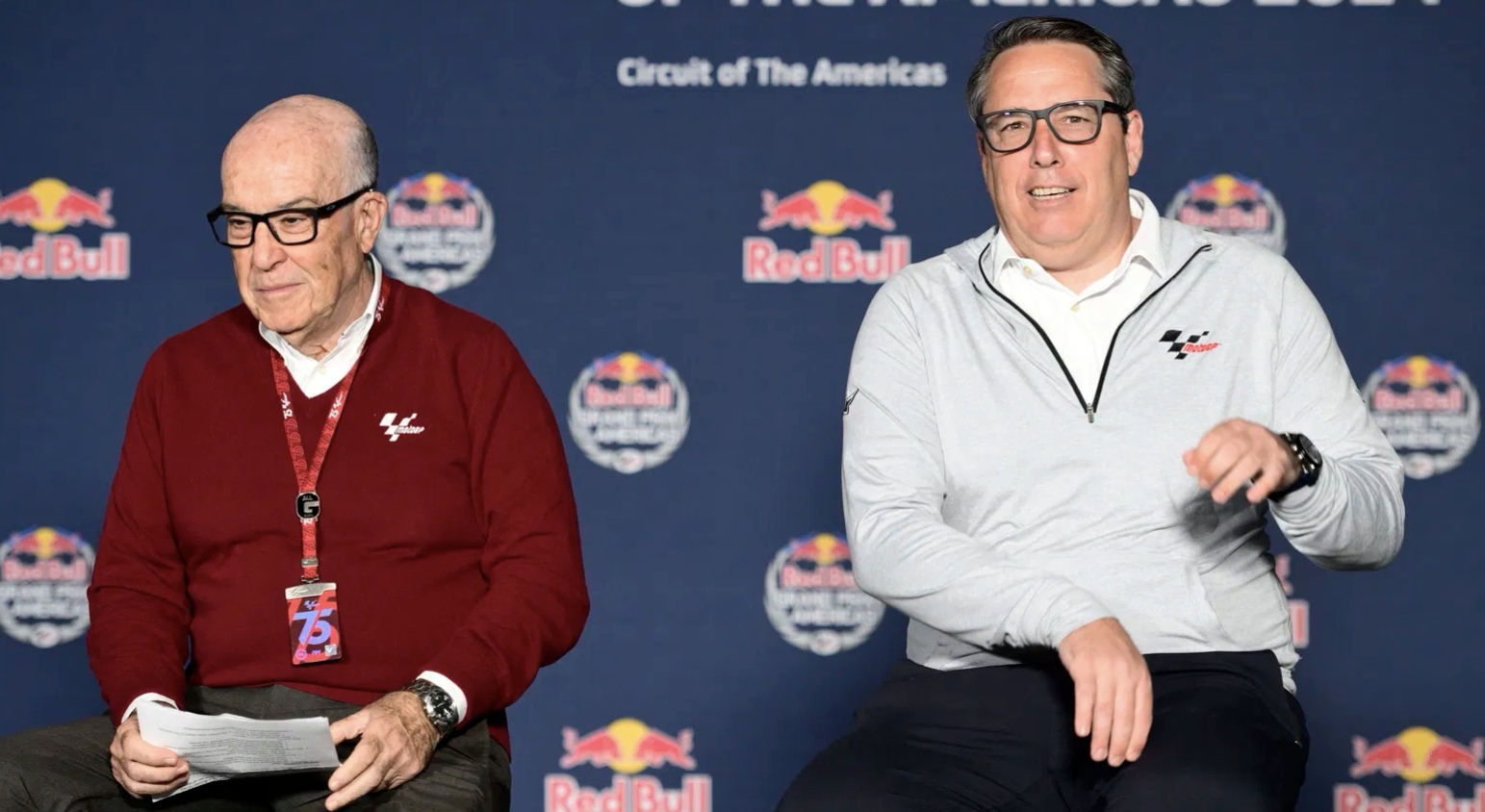 Carmelo Ezpeleta saat bersama Dan Rossomondo di MotoGP Amerika 2024 lalu. (DOK. CRASH)