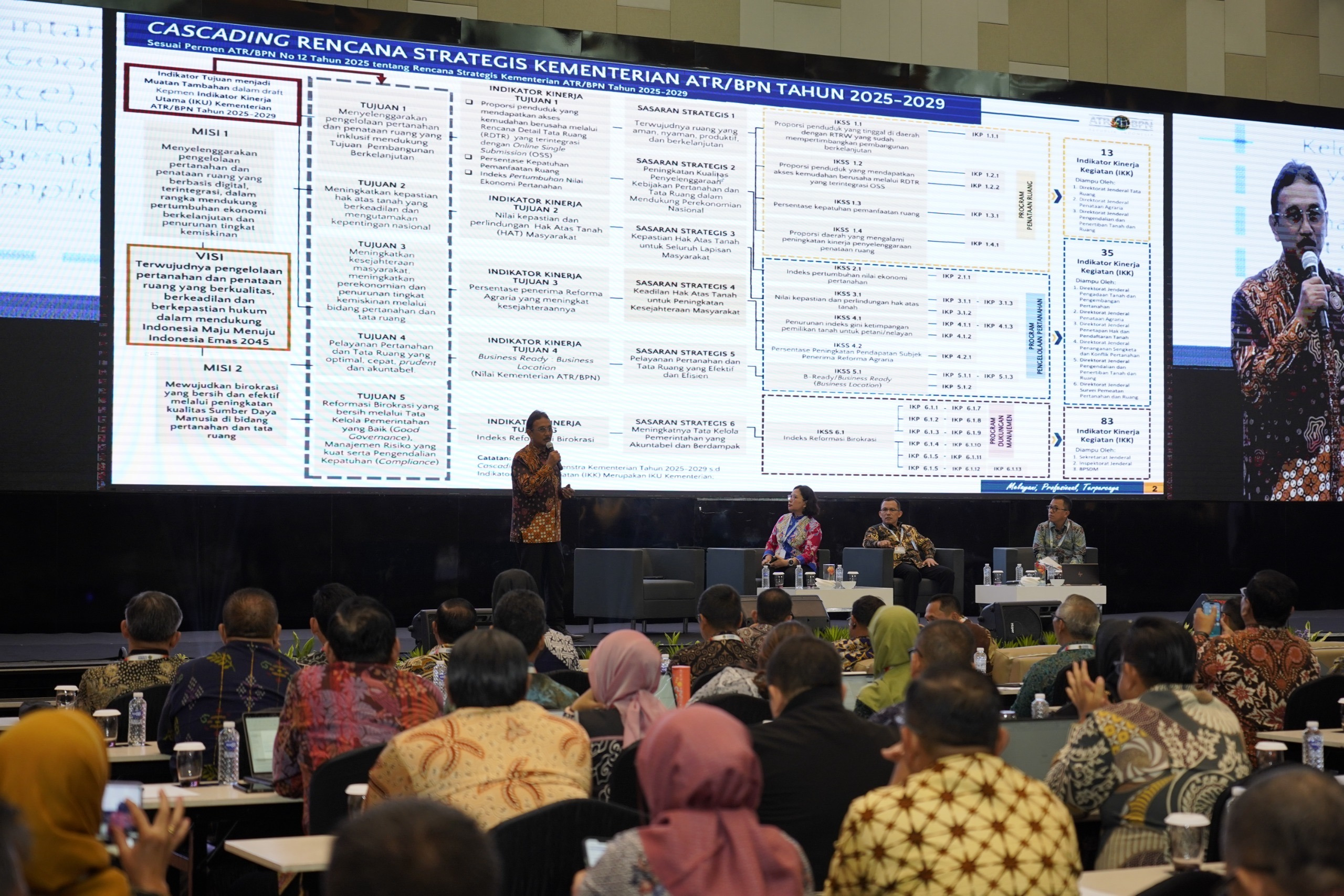 RAKERNAS: Sekretaris Jendral Kementerian ATR/BPN Dalu Agung Darmawan saat menghadiri rakernas meminta seluruh peserta untuk melakukan evaluasi dan juga merencakan program tahun depan. (ATR/BPN)