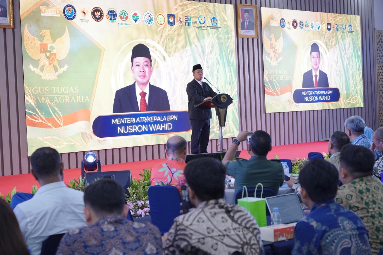 RAKORNAS: Menteri ATR/BPN Nusron Wahid menghadiri rapat koordinasi nasional Reforma Agraria Tahun 2025. (ATR/BPN)