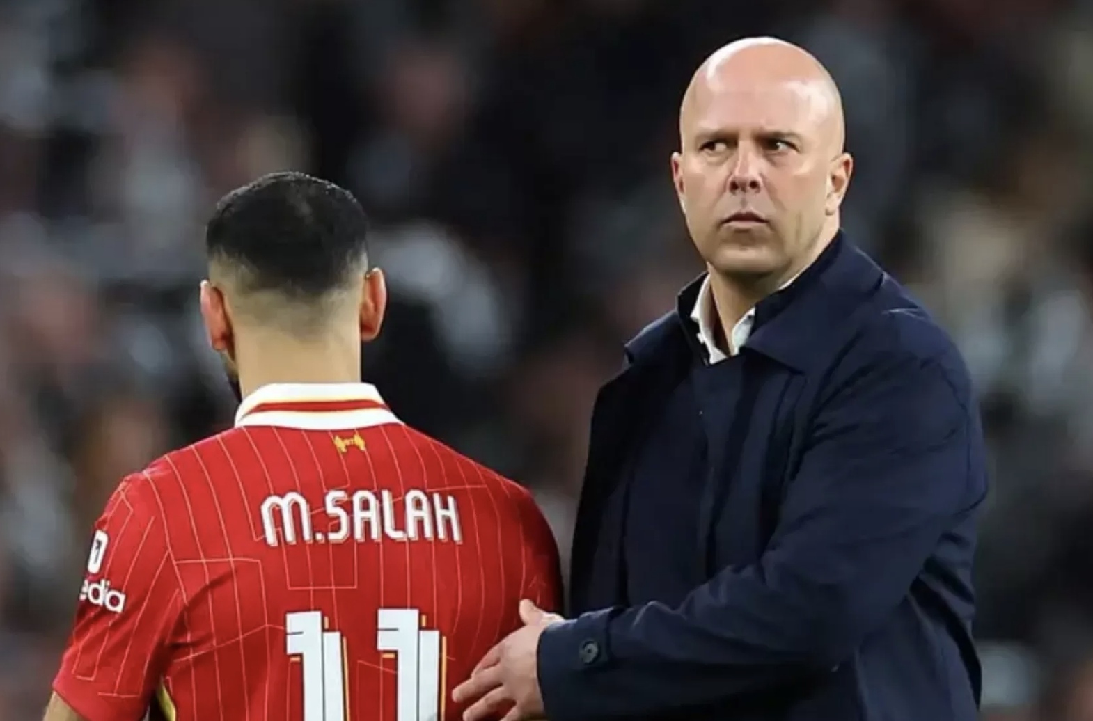 Pelatih Liverpool Arne Slot (kanan) dan pemainnya Mohamed Salah. (Dok.LFC )