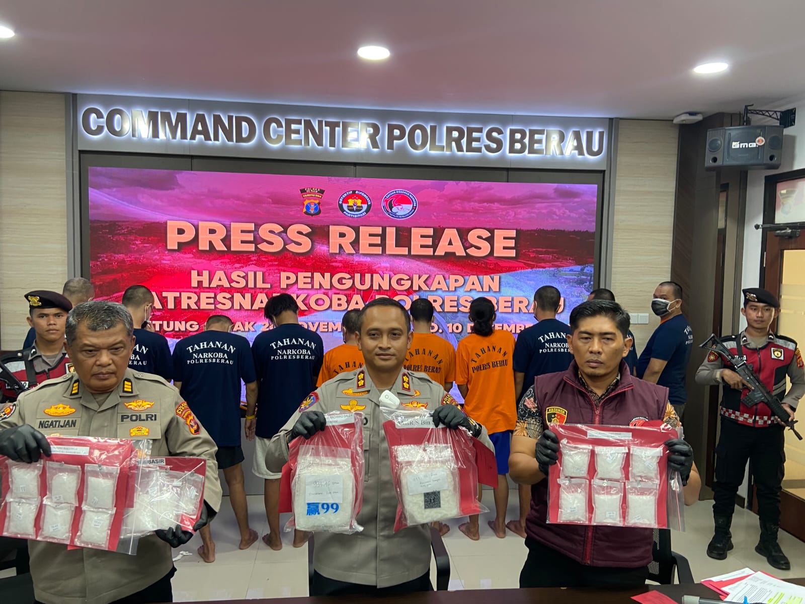 RILIS: Kurang dari tiga pekan, Satresnarkoba Polres Berau berhasil mengungkap 9 perkara penyalahgunaan narkoba. (ARTA KUSUMA YUNANDA/BP)