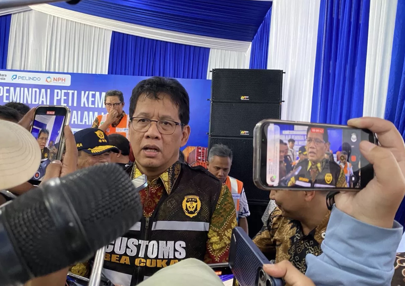 Menteri Keuangan RI Purbaya Yudhi Sadewa meluncurkan Alat Pemindai Petikemas di Terminal Operasi 3 IPC TPK, Tanjung Priok, Jakarta, kemarin (12/12). (Istimewa)