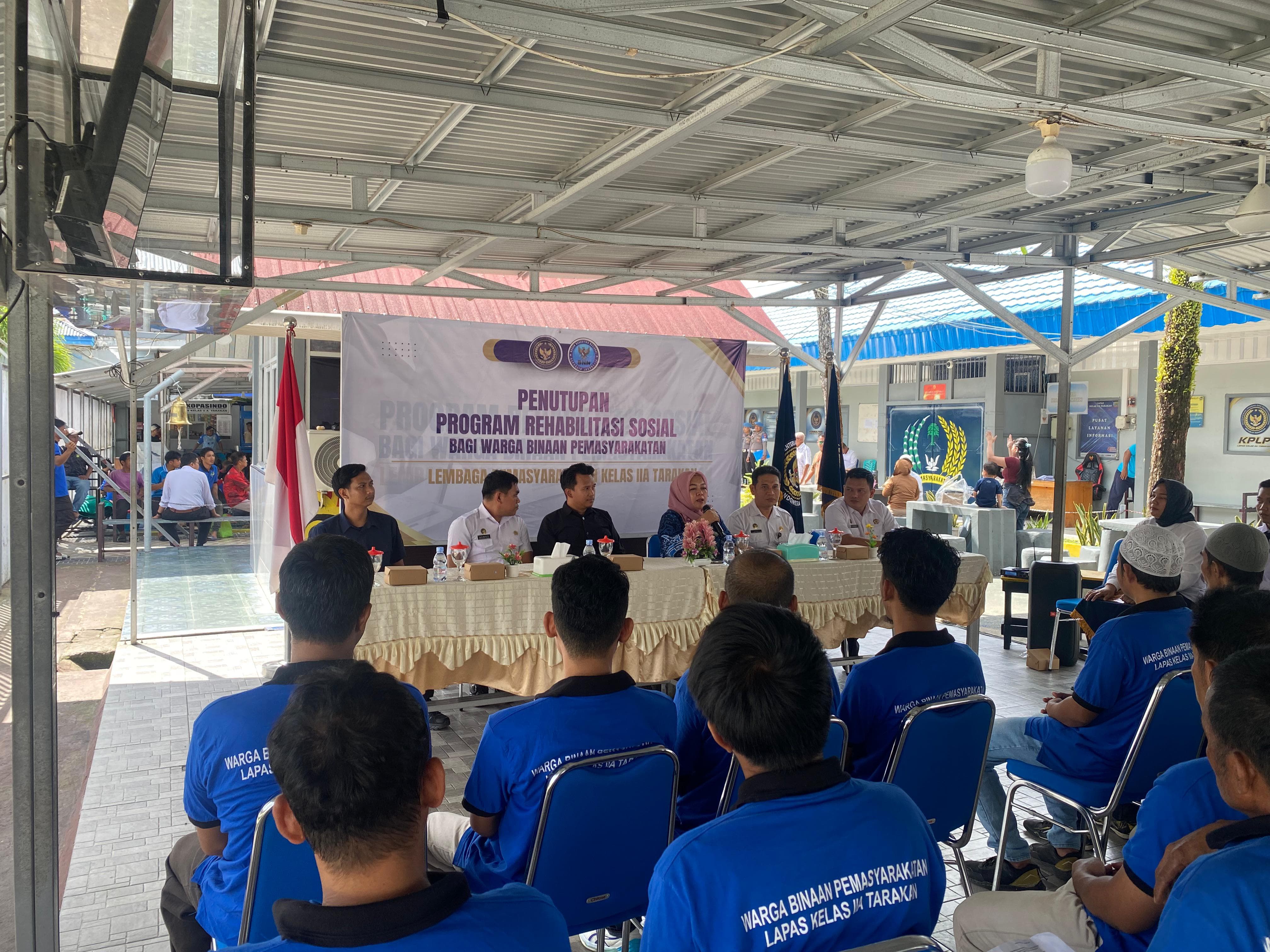 REHABILITASI SOSIAL: BNNP Kaltara dan Lapas Kelas II A Tarakan menutup program rehabilitasi sosial kepada warga binaan, Kamis (11/12). (LAPAS Kelas II A TARAKAN UNTUK HRK)