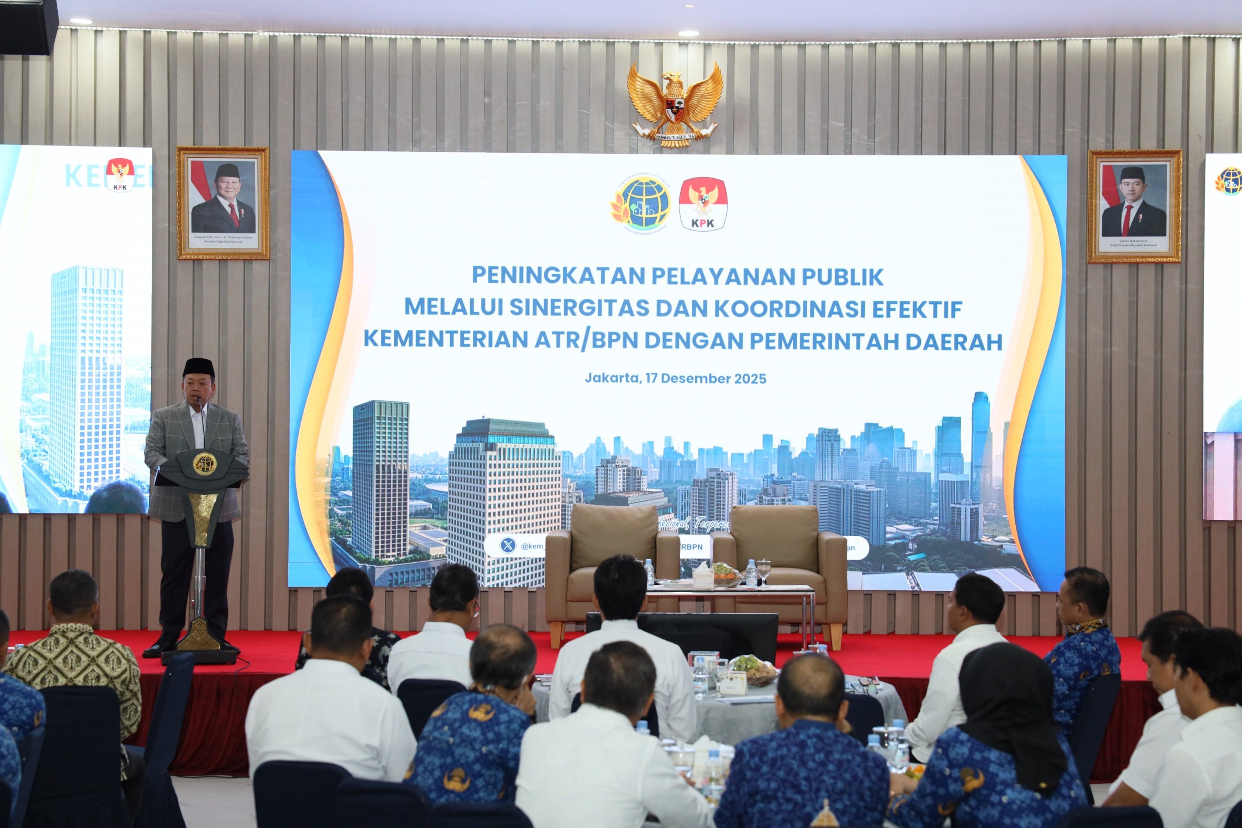 SOSIALISASI: Menteri ATR/BPN Nusron Wahid memperkuat upaya pencegahan korupsi di bidang pertanahan melalui Sosialisasi bersama Komisi Pemberantasan Korupsi (KPK). (ATR/BPN)