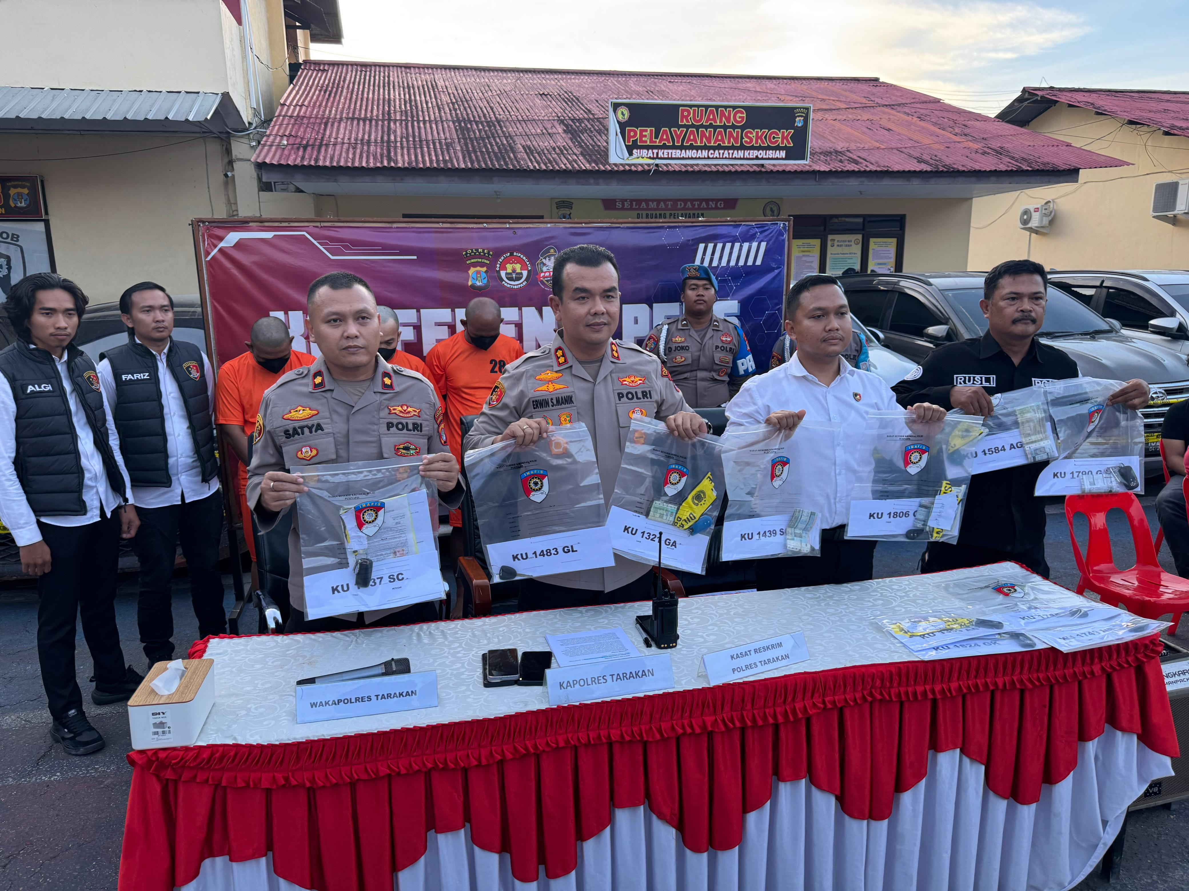 PENGUNGKAPAN TINDAK PIDANA: Salah satu perkara penggelapan mobil berhasil diungkap Polres Tarakan belum lama ini. (HRK)