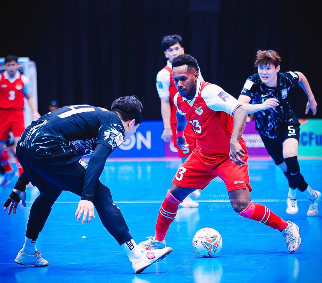 Timnas Futsal Indonesia saat berhadapan melawan Timnas Futsal Korea. (Instagran: @timnasfutsal)