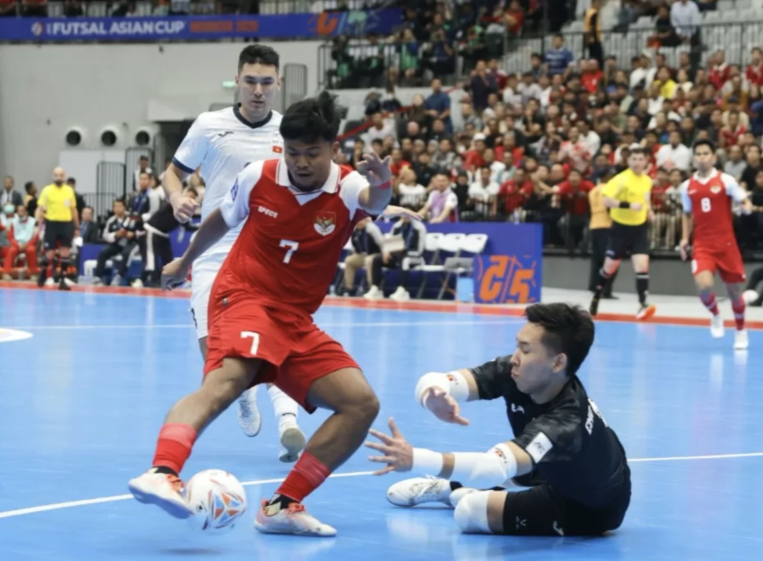 Timnas futsal Indonesia vs Kirgistan di pertandingan AFC Futsal Asian Cup 2026 di Indonesia Arena, Senayan, Jakarta, Kamis (29/1/2026). (Dery Ridwansah/ JawaPos.com)