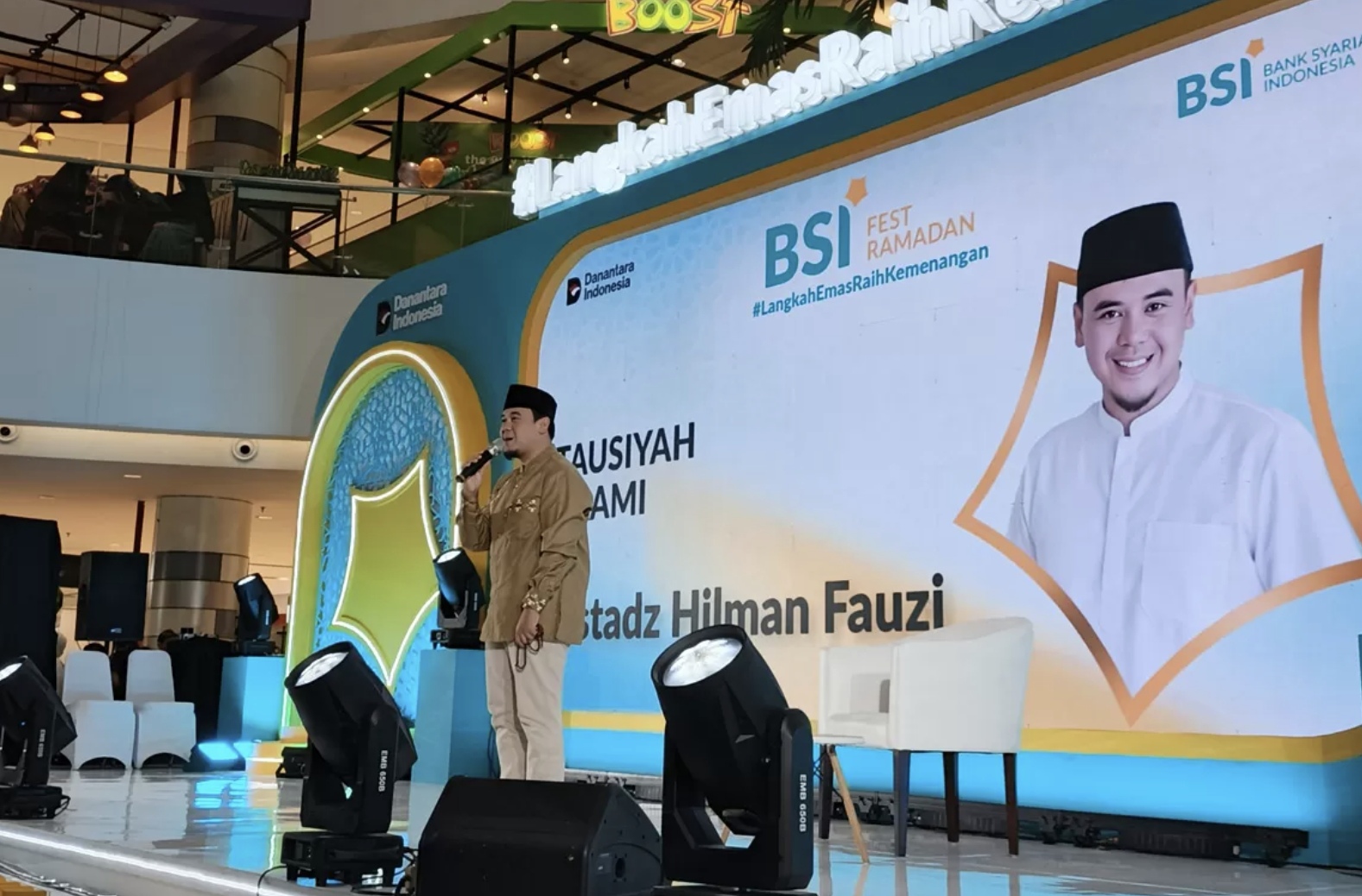 Ustaz Hilman Fauzi Bank Syariah Indonesia (BSI) Fest Ramadan, Cibinong, Bogor, Jawa Barat, Jumat (27/2)/(Dimas Choirul/Jawapos.com).