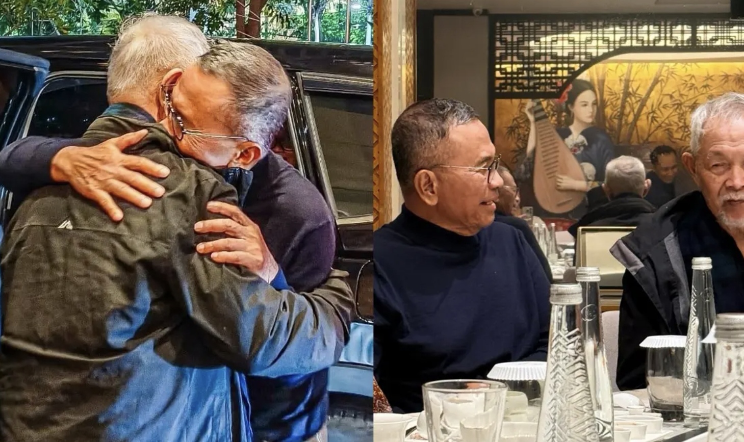 Momen buka bersama yang mempertemukan antara Goenawan Mohamad dan Dahlan Iskan di Surabaya, Rabu (11/3). (Riana Setiawan/Jawa Pos)