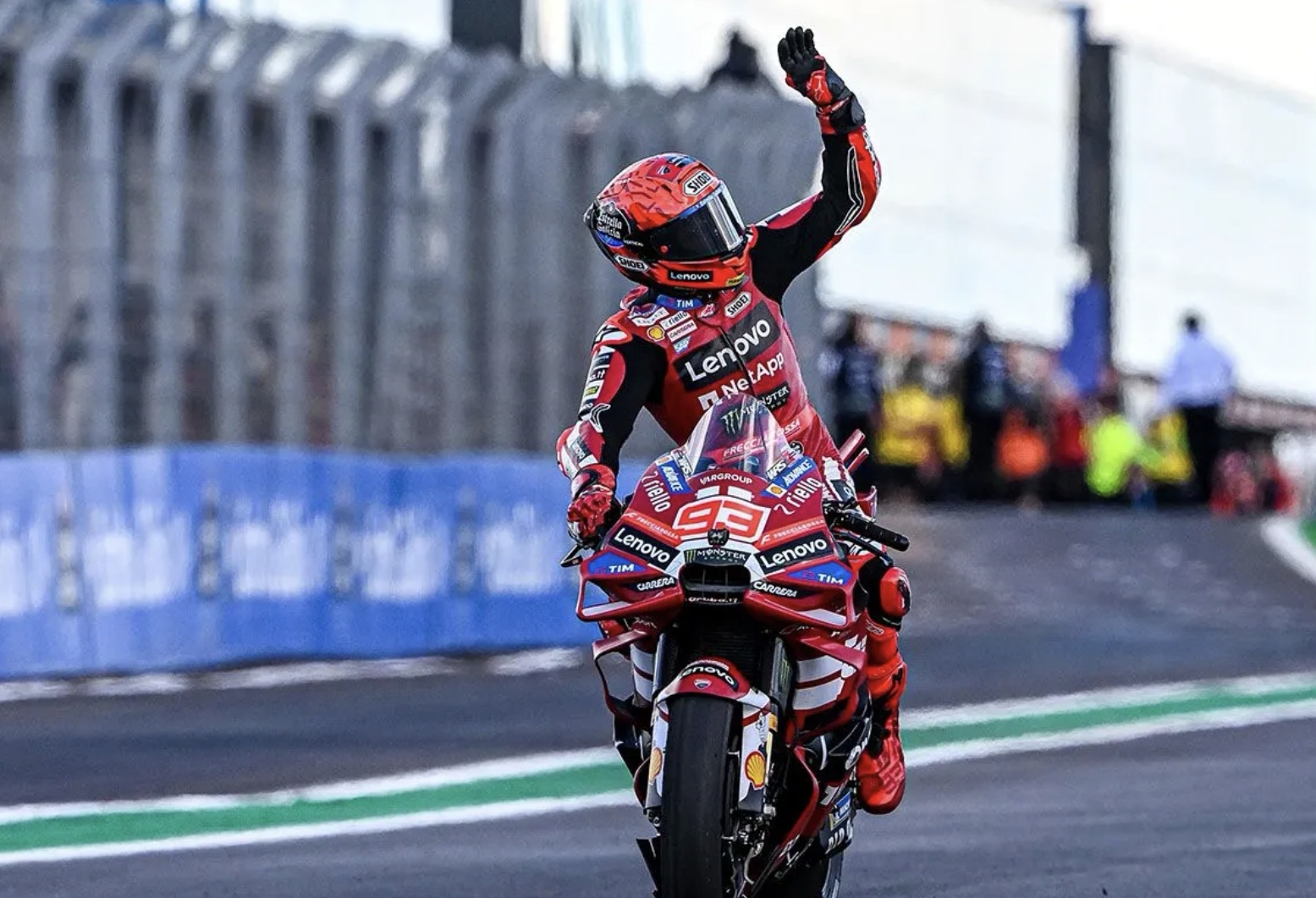 Pembalap Ducati Lenovo Team Marc Marquez, memenangi sprint race MotoGP Brasil 2026 di Sirkuit Autodromo Internacional Ayrton Senna, Goiania, Sabtu (21/3/2026) waktu setempat. motogp.com