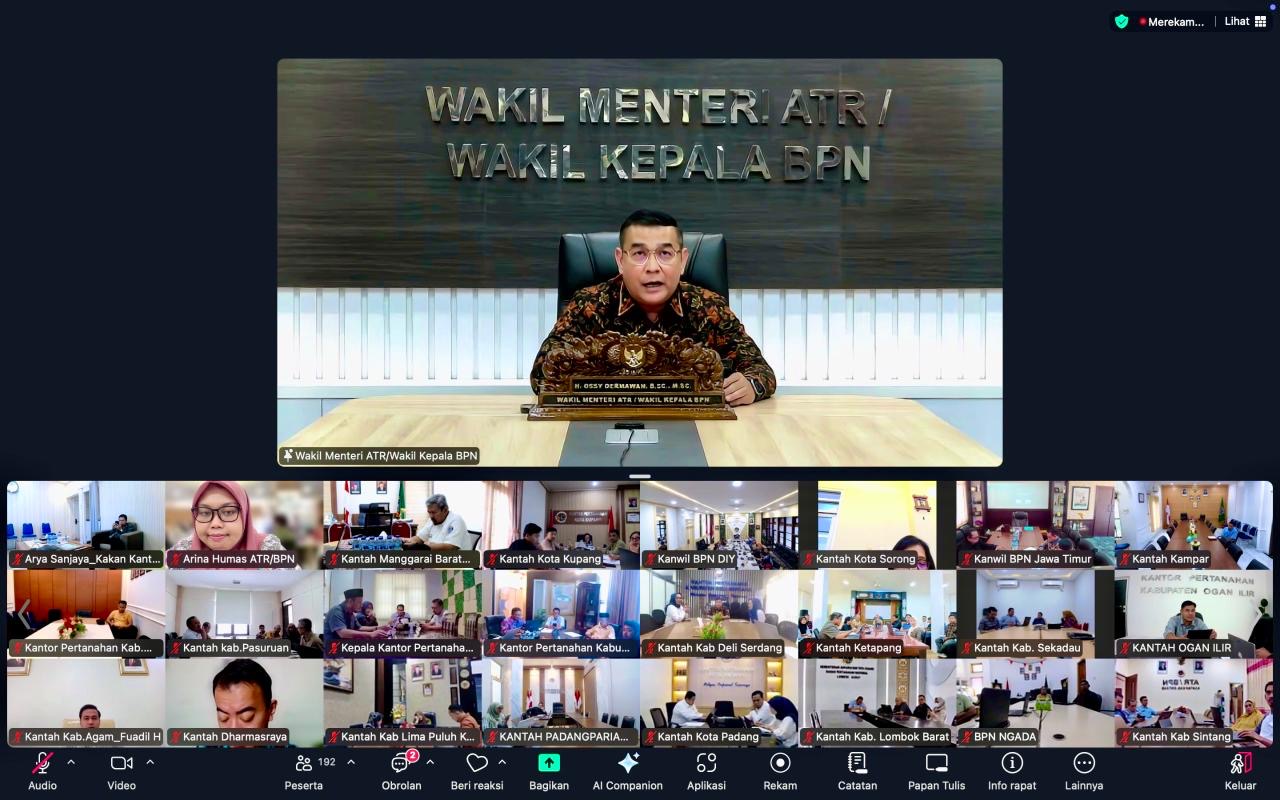 Wakil Menteri ATR/Waka BPN, Ossy Dermawan, menginstruksikan jajaran Kanwil dan Kantor Pertanahan di seluruh Indonesia untuk mempercepat penyelesaian berkas layanan pertanahan sebelum akhir Maret 2026.