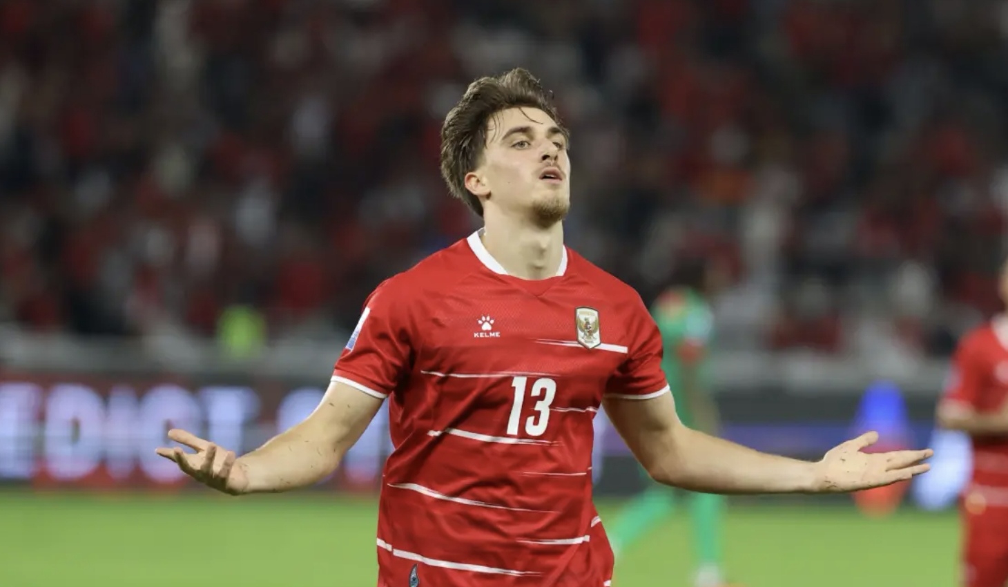 Selebrasi gol dari Mauro Zijlstra ke gawang Saint Kitts &amp; Nevis dalam laga FIFA Series 2026 di Stadion Utama Gelora Bung Karno, Jumat (27/3/2026). (Dery Ridwansah/ JawaPos.com)