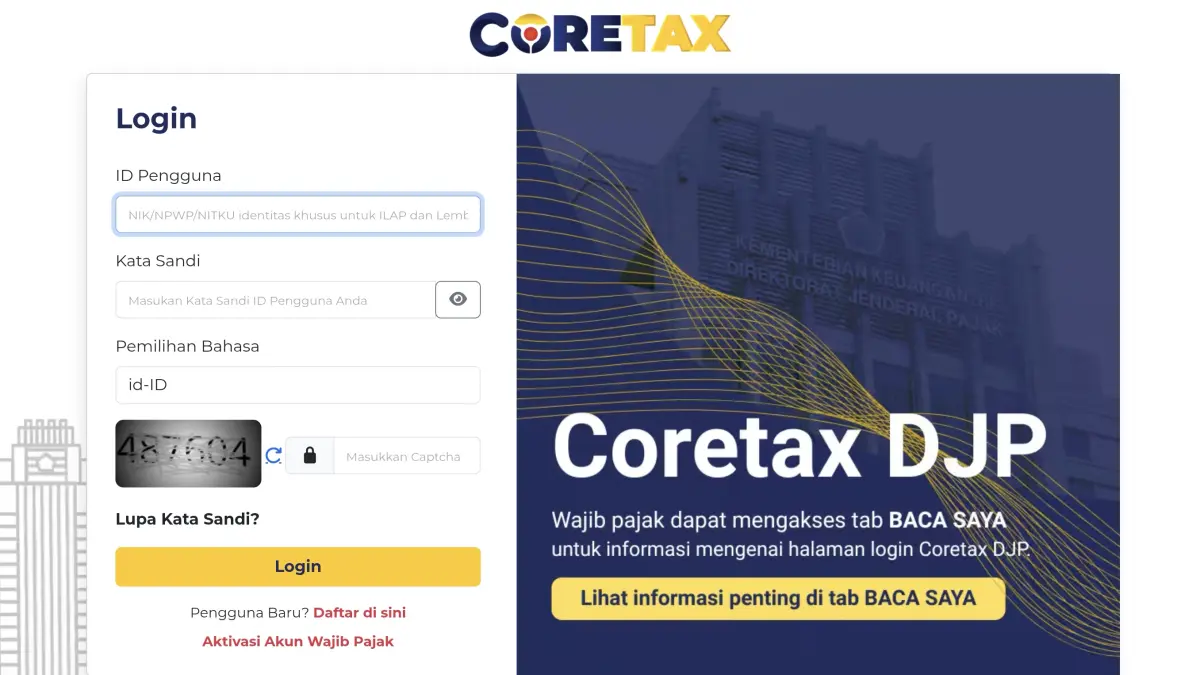 Lapor pajak melalui web Coretax. (DJP)