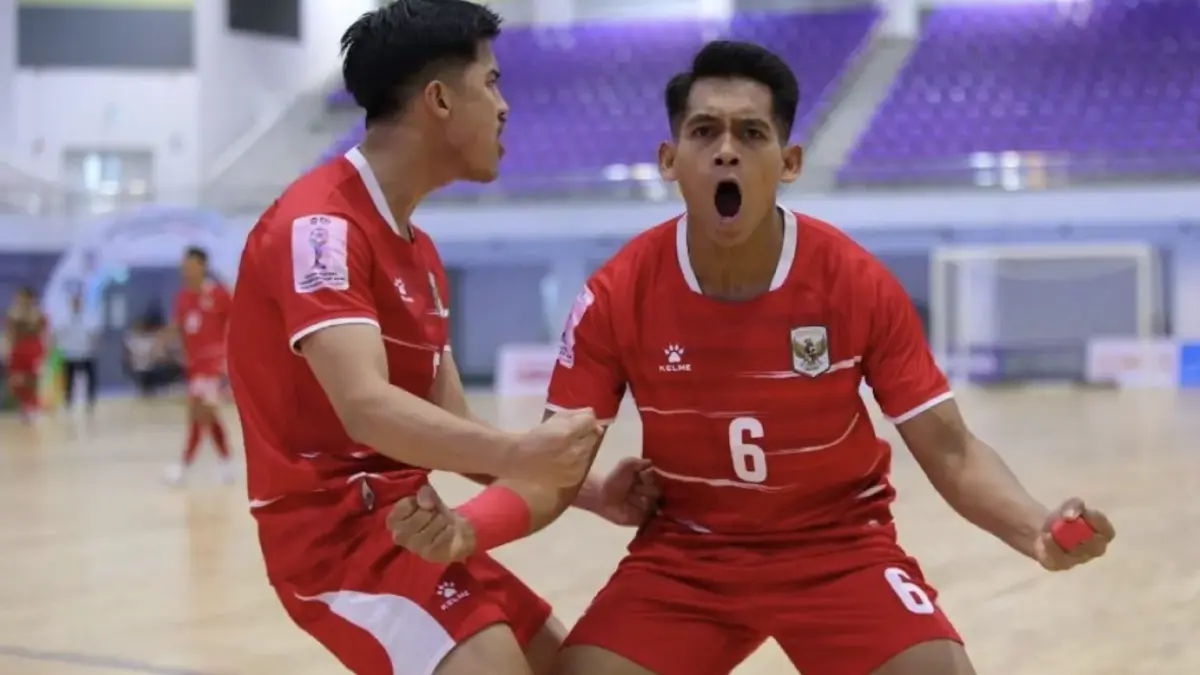 Selebrasi dramatis pemain Timnas Futsal Indonesia usai berjuang mati-matian hingga detik terakhir melawan Australia. (FFI)