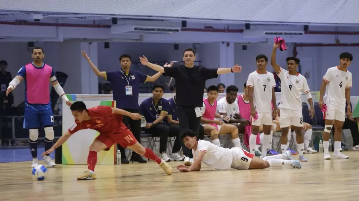 Aksi Timnas Futsal Indonesia saat menghadapi Thailand di final ASEAN Futsal Championship 2026 di Nonthaburi. (FFI)