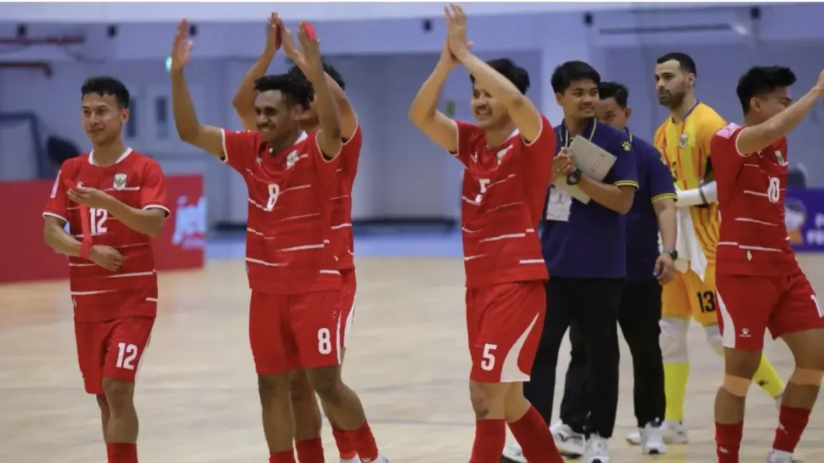 Selebrasi pemain Timnas Futsal Indonesia usai memastikan tiket final ASEAN Futsal Championship 2026 di Bangkok beberapa waktu lalu. (FFI)