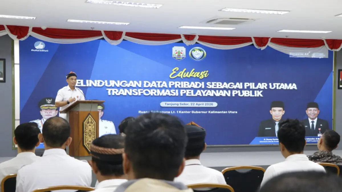 ANCAMAN SIBER: Sekprov Kaltara Denny Harianto, berikan arahan pemahaman ASN terkait perlindungan data pribadi. (DKISP KALTARA)