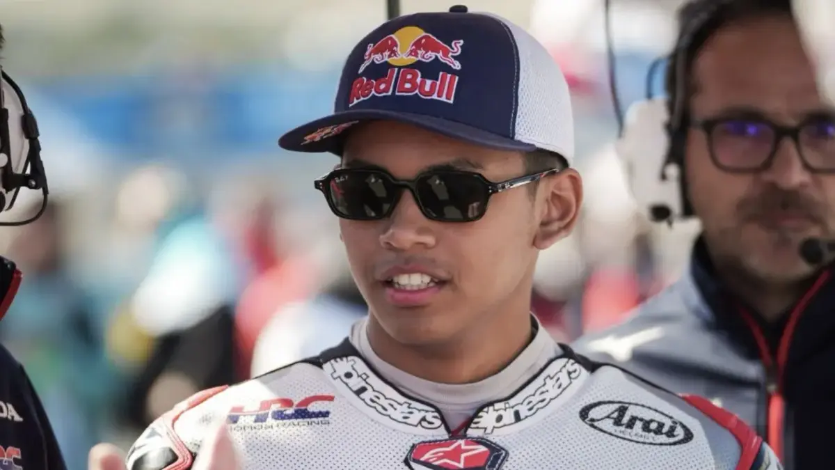 Veda Ega Pratama saat tampil impresif dan menyalip 11 pembalap di Moto3 Spanyol 2026 di Sirkuit Jerez. (Instagram @veda_45)