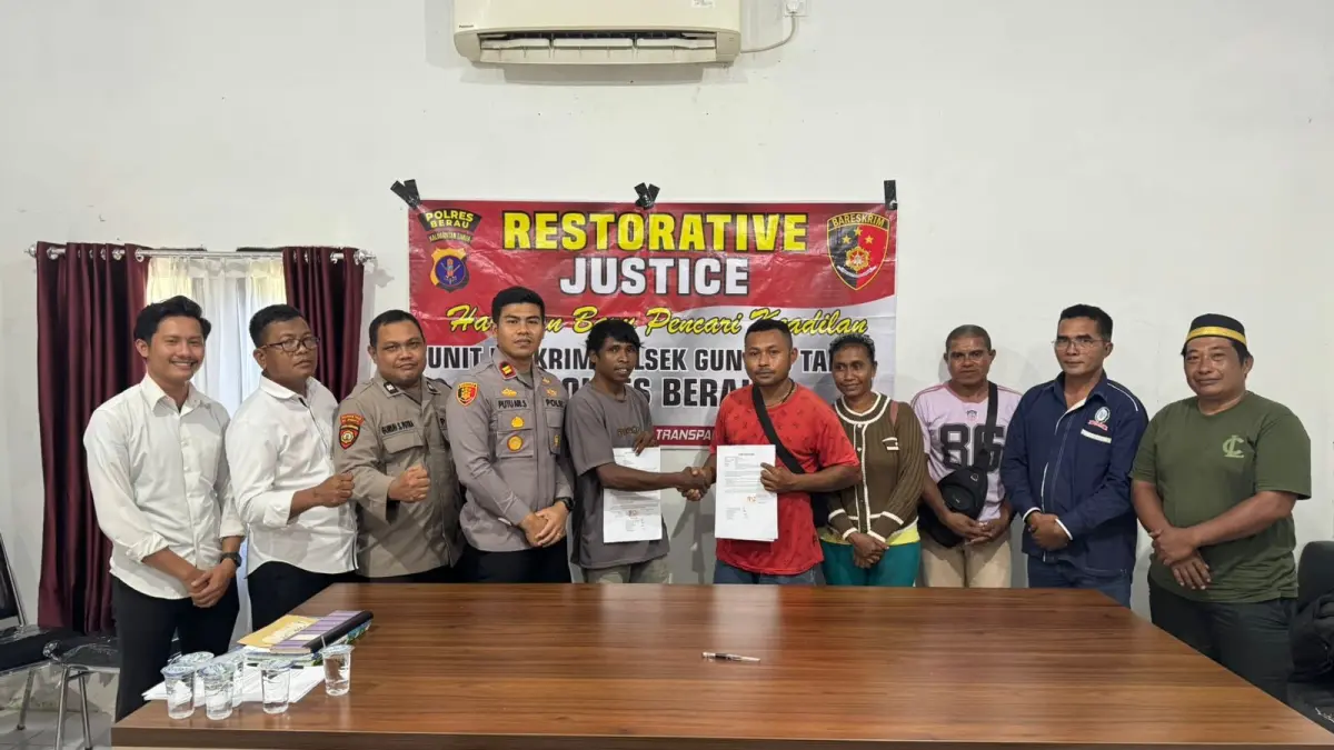 DAMAI: Kasus penganiayaan yang terjadi di wilayah hukum Polsek Gunung Tabur diselesaikan lewat mediasi. (HUMAS POLRES BERAU UNTUK BERAU POST)