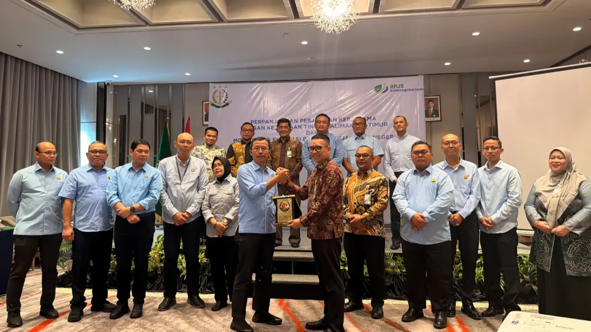 KERJA SAMA: BPJS Ketenagakerjaan dan Kejaksaan Kaltim kembali memperpanjang kerja sama antarinstansi. (BPJSTK UNTUK BP)
