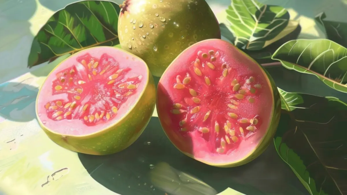Ilustrasi jambu biji yang kaya manfaat untuk kesehatan. (Magnific)