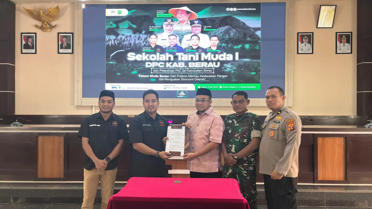 DUKUNG KETAHANAN PANGAN: PT Hutan Sanggam Berau resmi menjalin kerja sama dengan Dewan Pimpinan Cabang (DPC) Pemuda Tani Indonesia Berau melalui penandatanganan nota kesepahaman (MoU). (SENO/BP)
