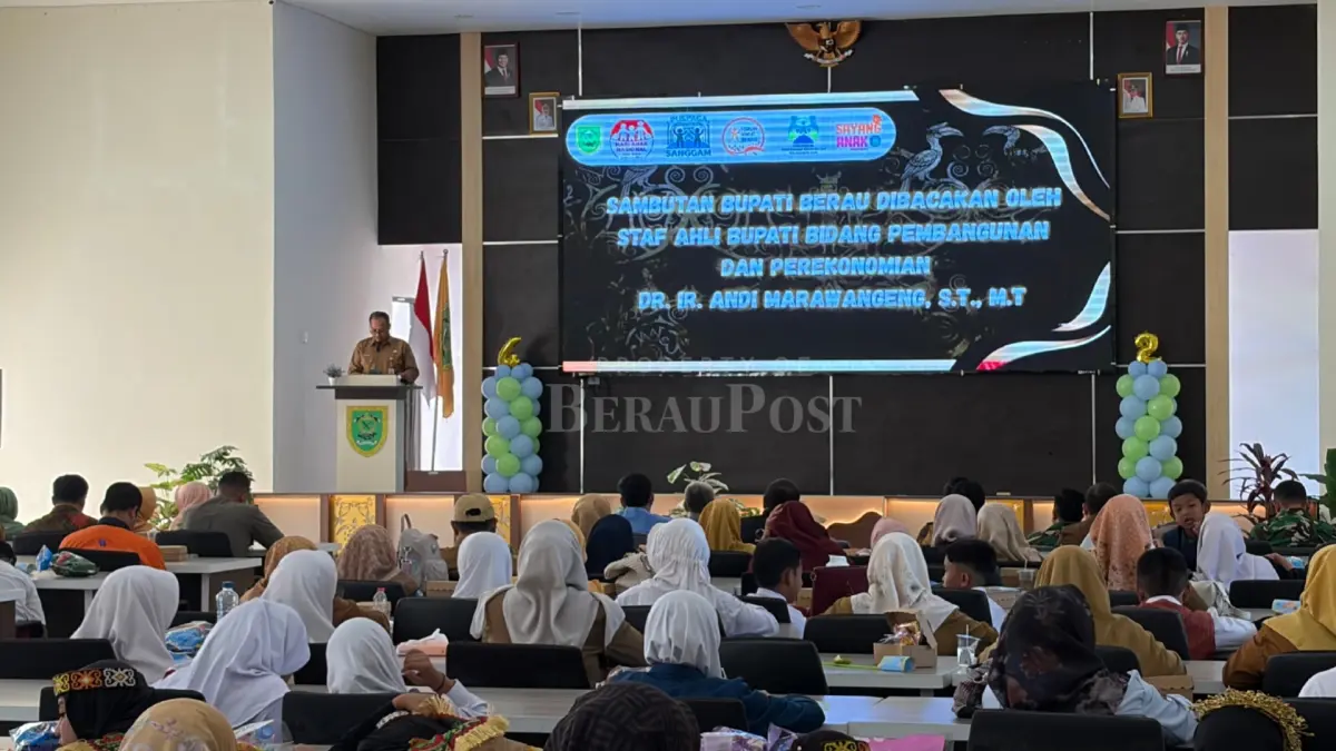 PERINGATAN HAN: Pemkab Berau memperingati Hari Anak Nasional ke-42 yang dirangkaikan dengan deklarasi Ruang Aman Nyaman Anak sebagai komitmen memperkuat perlindungan anak. (IZZA/BP)